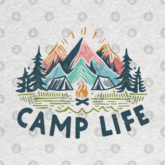 CAMP LIFE  is a good life HIKING CAMPING BACKPACKING mountains tents adventure SHIRT MUG HOODIE STICKER hike life CAMP MORE STRESS LESS by cloudhiker